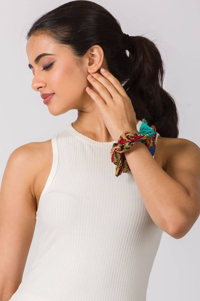 Silk Kantha Scrunchies