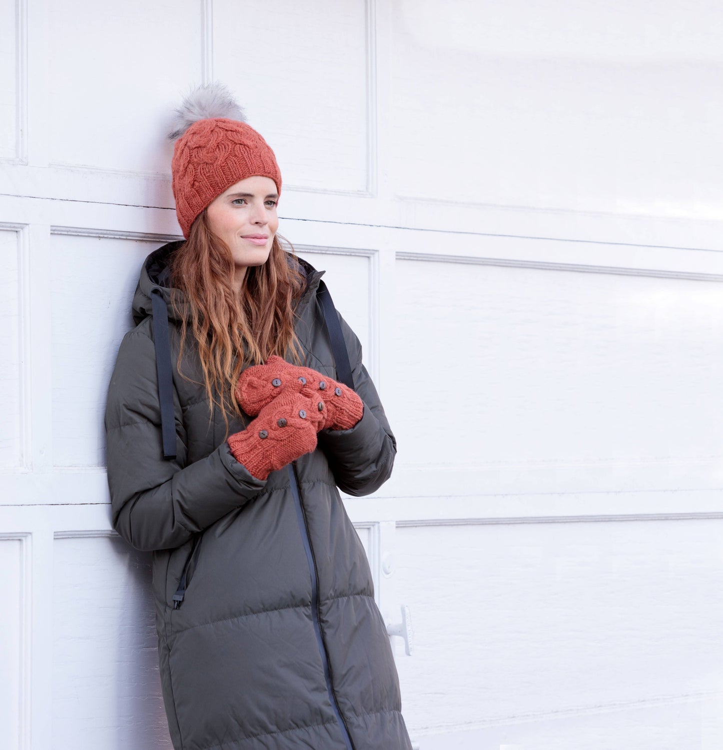 Haven - women's wool knit beanie: Red Earth
