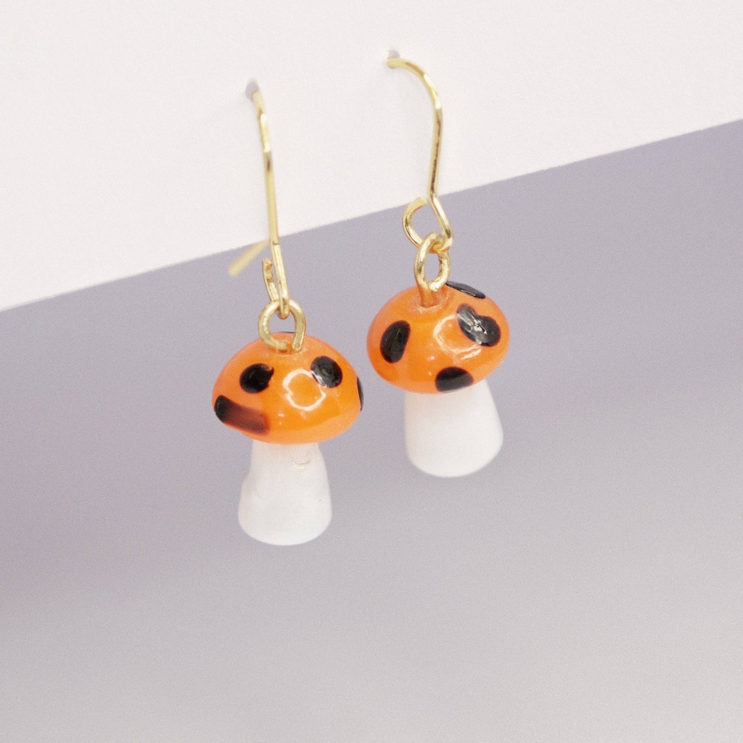 Mushroom Earrings: Orange