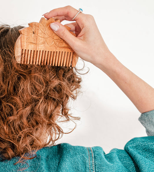 Lotus Flower Neem Wood Comb