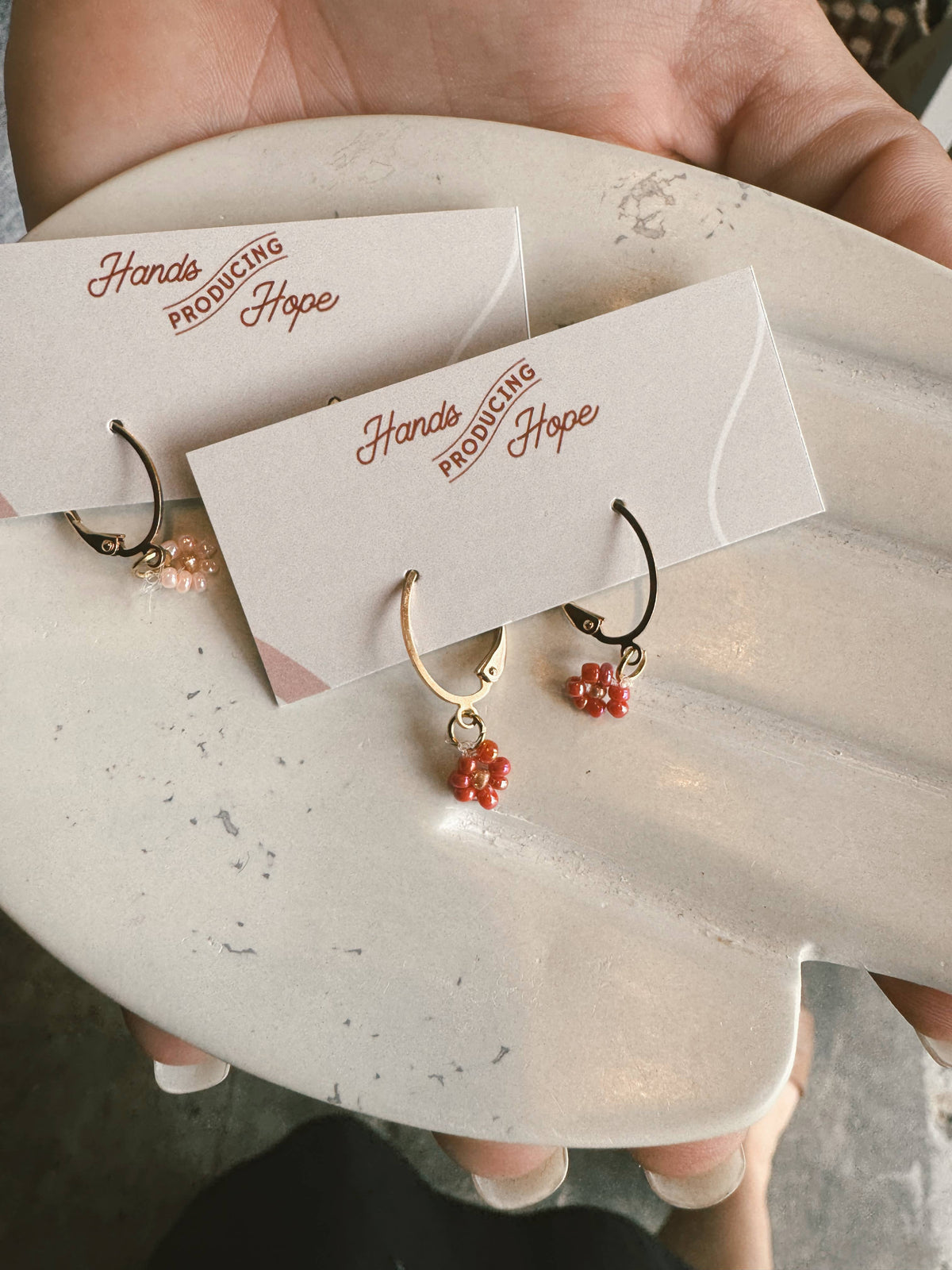 Dainty Daisy Hoop Earrings: Dark Pink