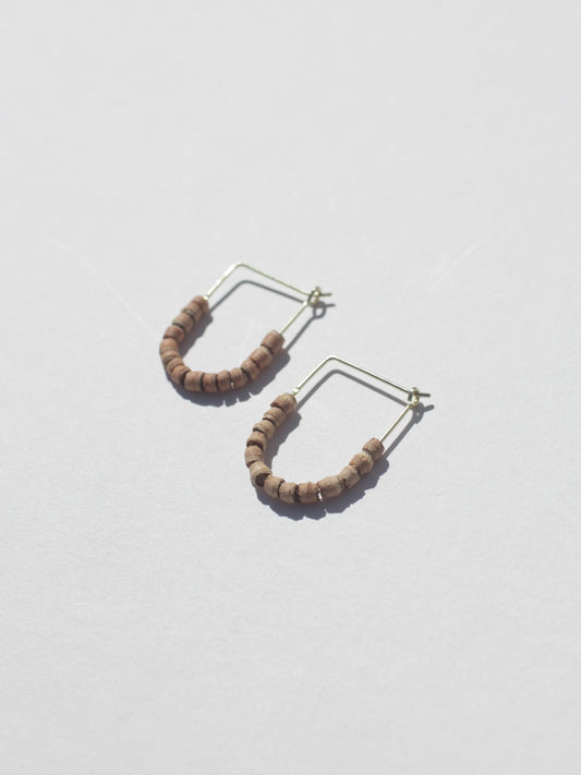 Teak Bead Drape Earrings - 1" Small