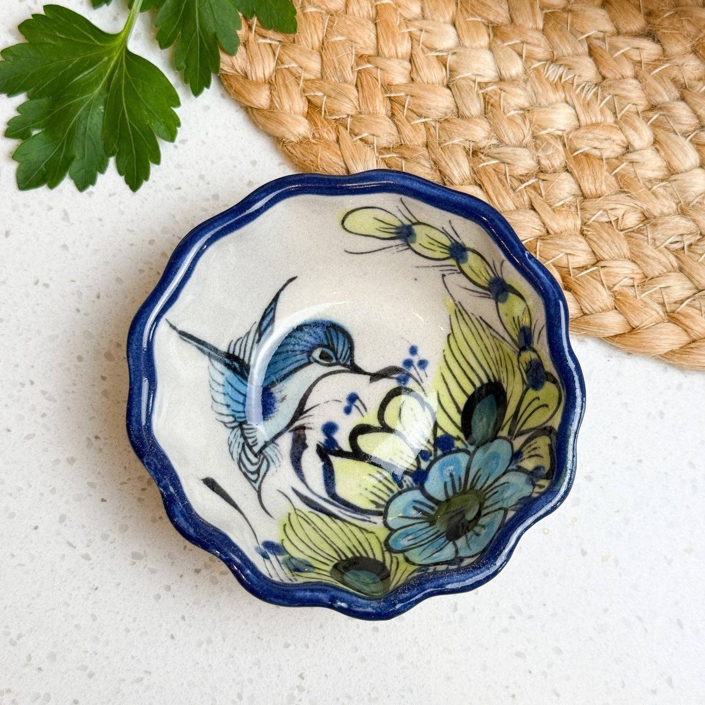 Hummingbird Ceramic Salt and Spices Pinch Bowl