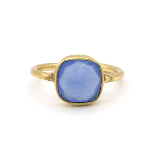 Adjustable Stone Crystal Ring: Blue Onyx