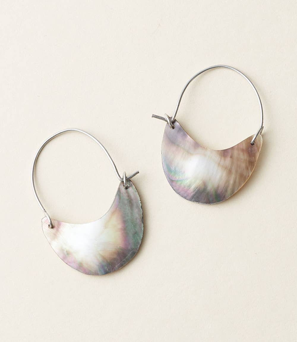 Chandra Rustic Hoop Earrings - Mother of Pearl Shell