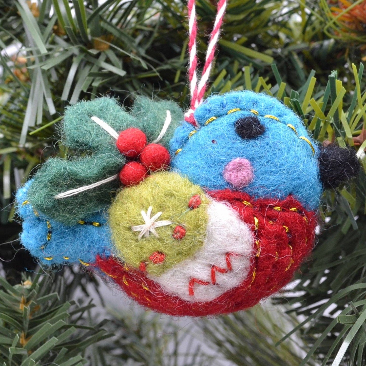 Holiday Blue Bird Felt Ornament