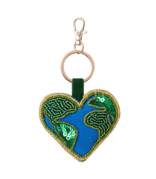 Raksha Heart Earth Bag Charm Keychain