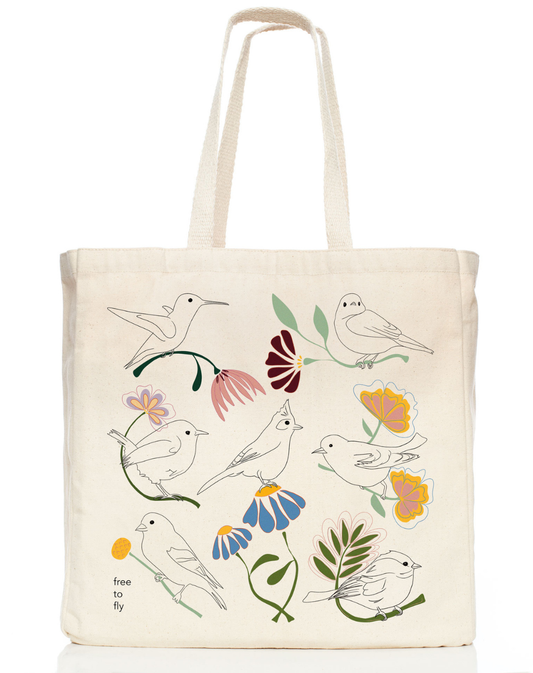 Free to Fly (Birds) | Tote: Beige