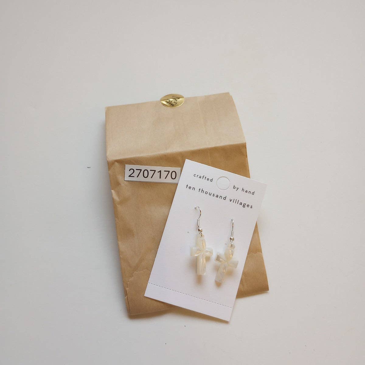 Mother of Pearl Cross Drop Earrings