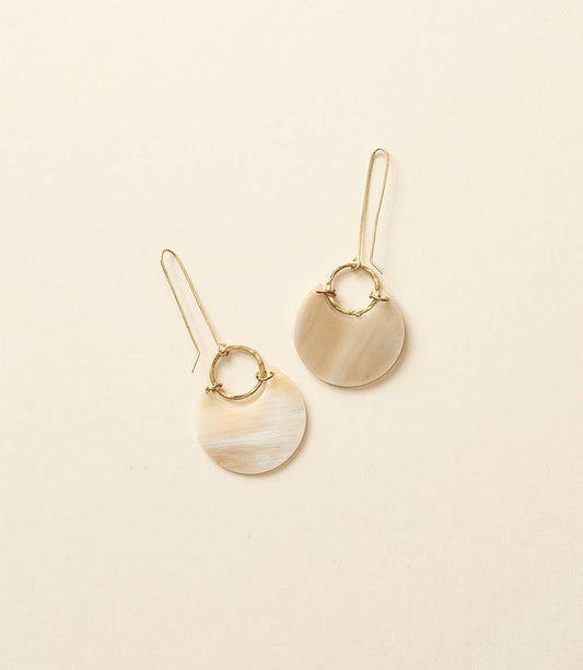 Madhu Fan Drop Earrings - Carved Horn