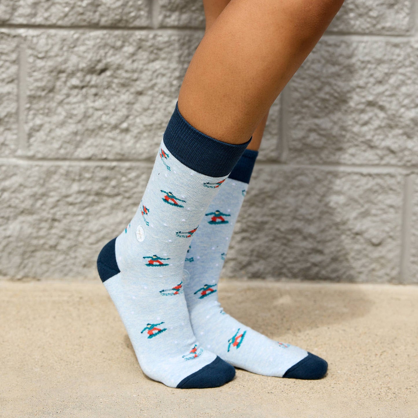 Socks that Support Youth Sports (Blue Skiers & Snowboarders)