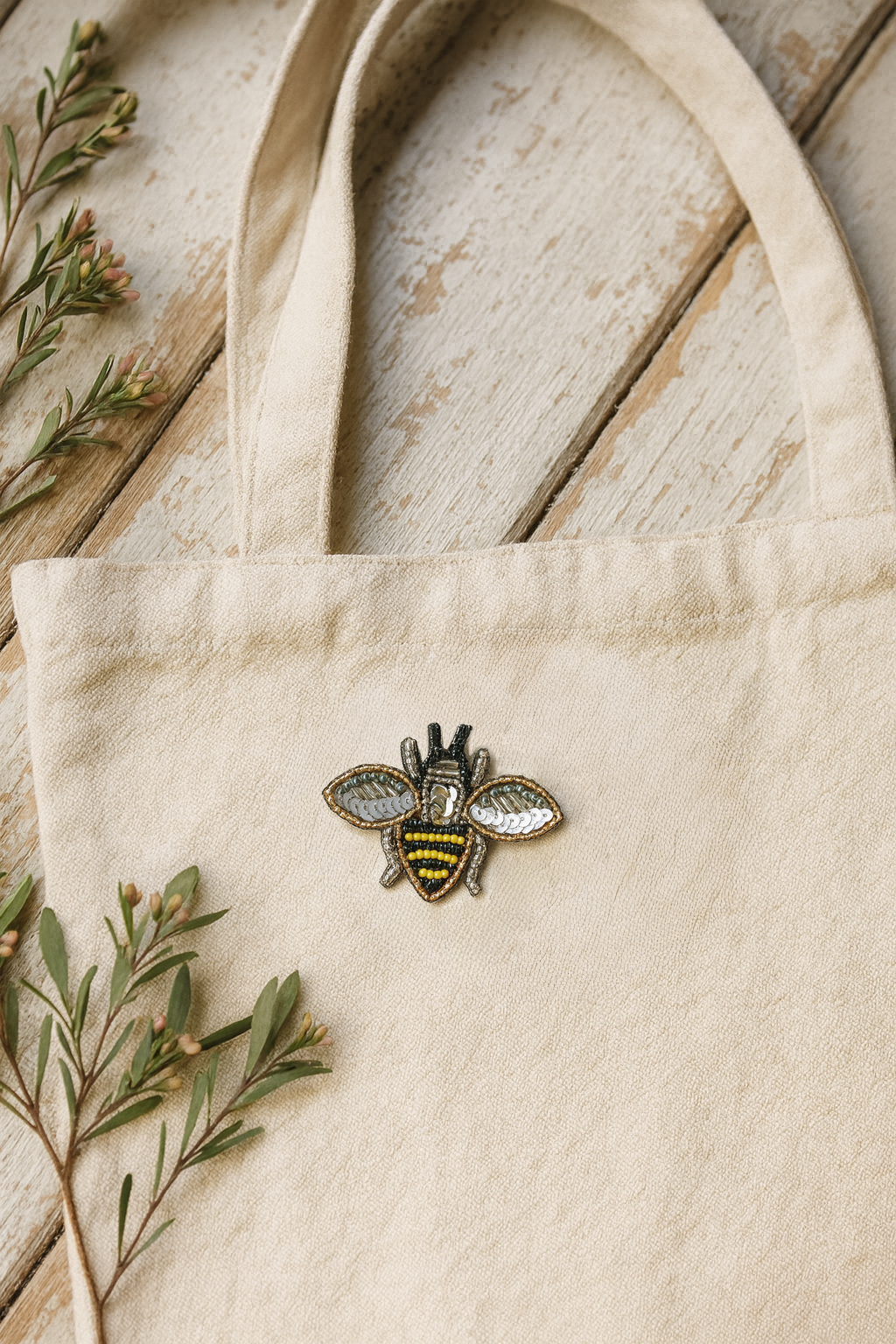 Bala Mani Beaded Bee Brooch Pin - Handmade, Fair Trade