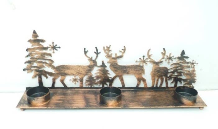 Winter Scene Reindeer Candle Holder