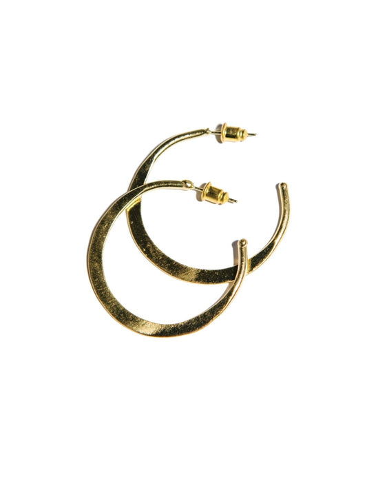 Hammered Hoops: Gold / Medium 1.1/2