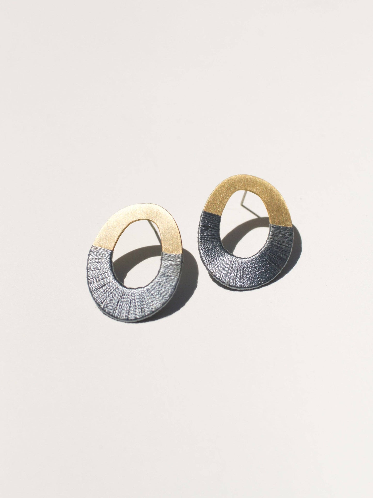 Oblong Form Earrings - Four Colors: Bluestone Thread