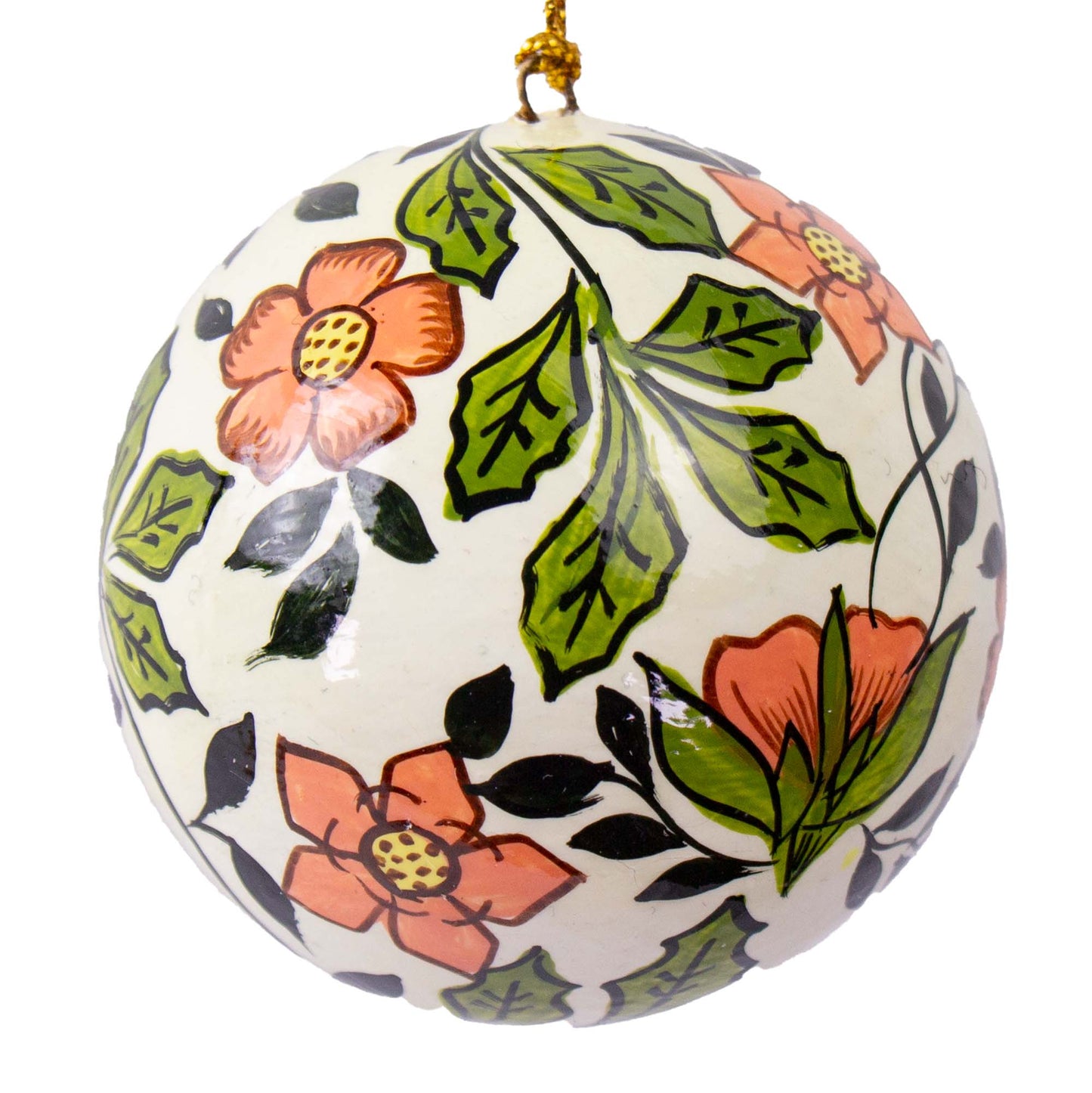 Handpainted Ornament Soft Pink Flowers Verdant Greenery