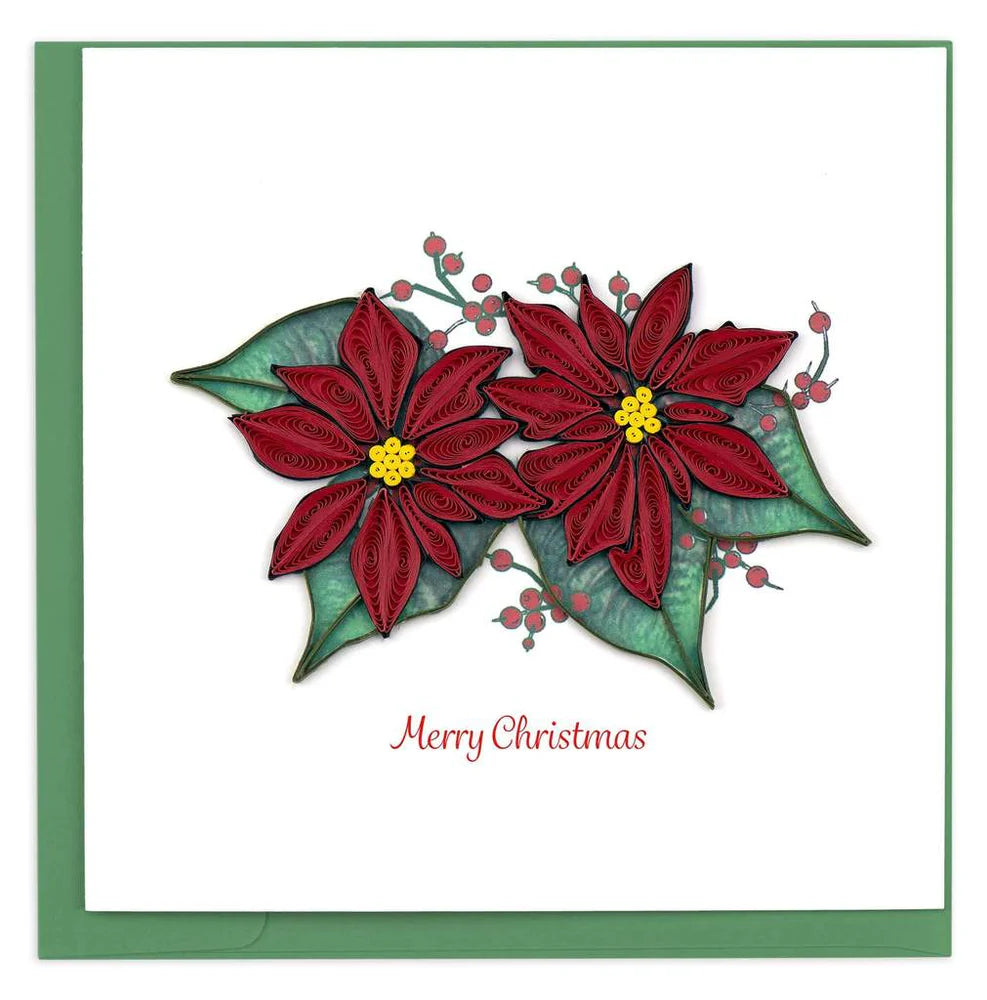 Quillings Cards - Christmas Red Poinsettia