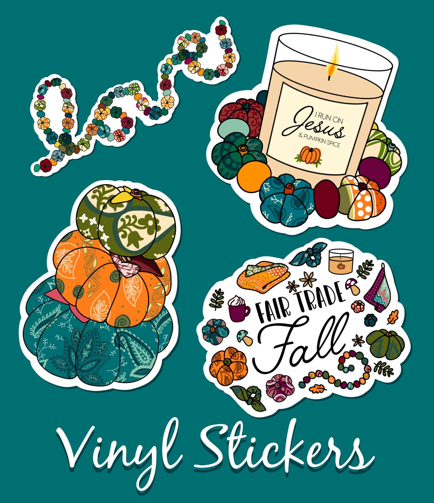 Mini Saree Pumpkin Wreath | Vinyl Sticker | 2.5 in x 2.5 in