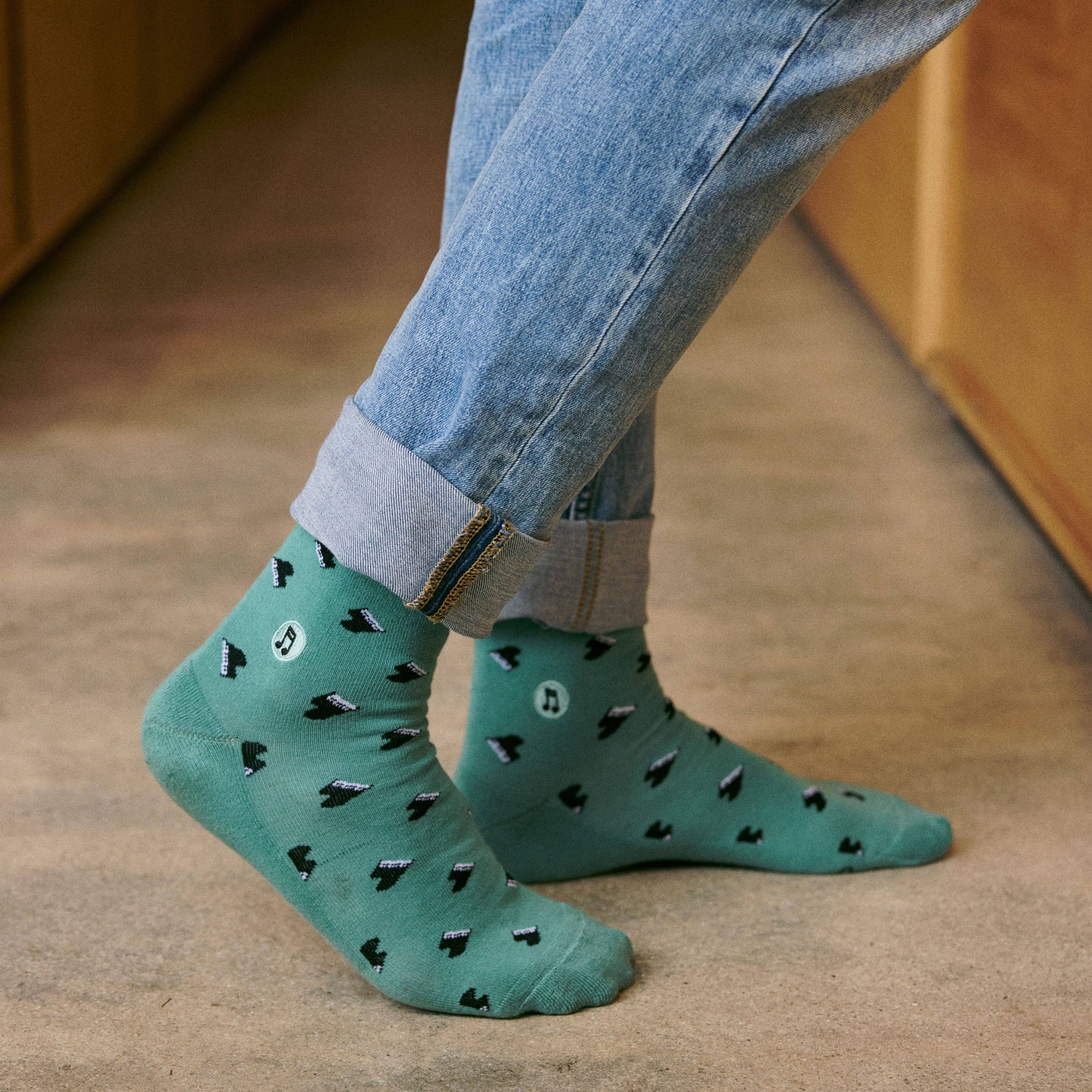 Socks that Support Music (Green Pianos)