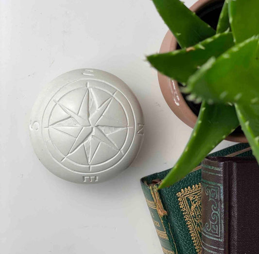 Compass Soapstone Sculpture, Natural Stone