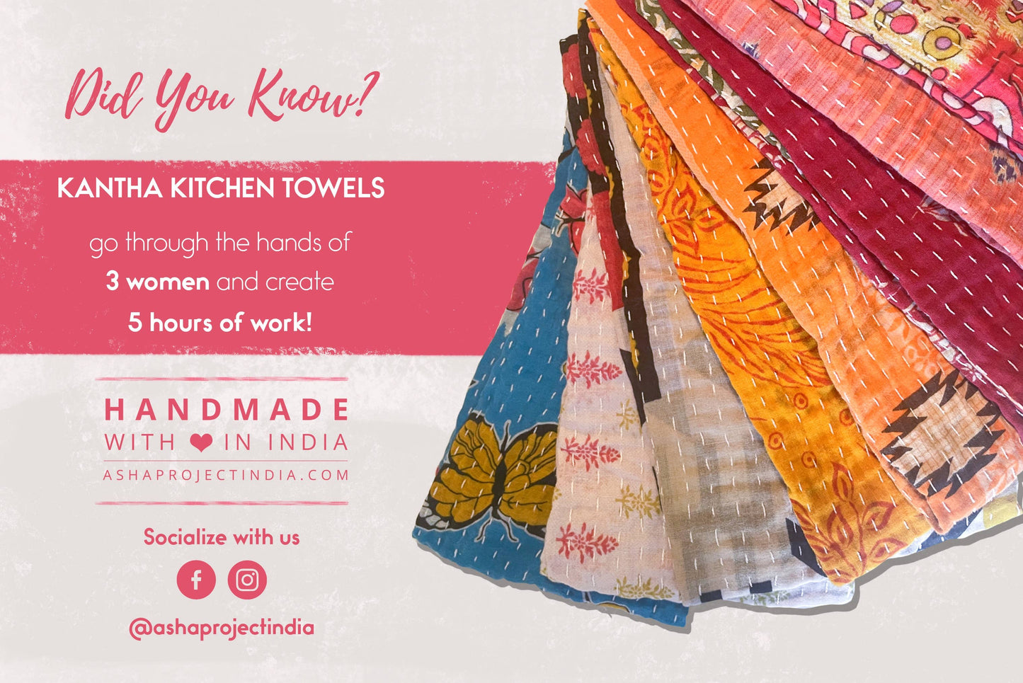 Kantha Kitchen Towel | Valentines Day