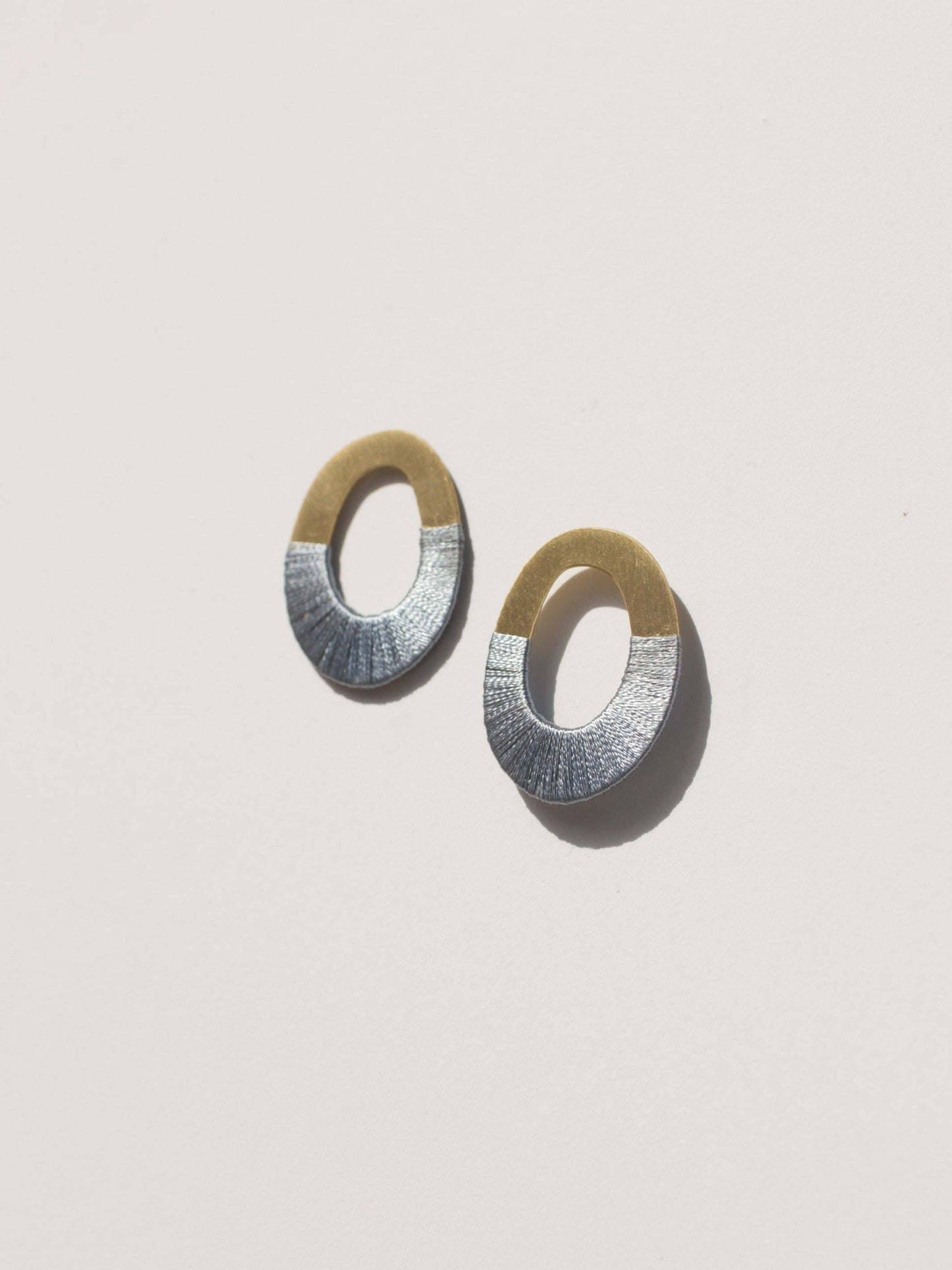 Oblong Form Earrings - Four Colors: Bluestone Thread