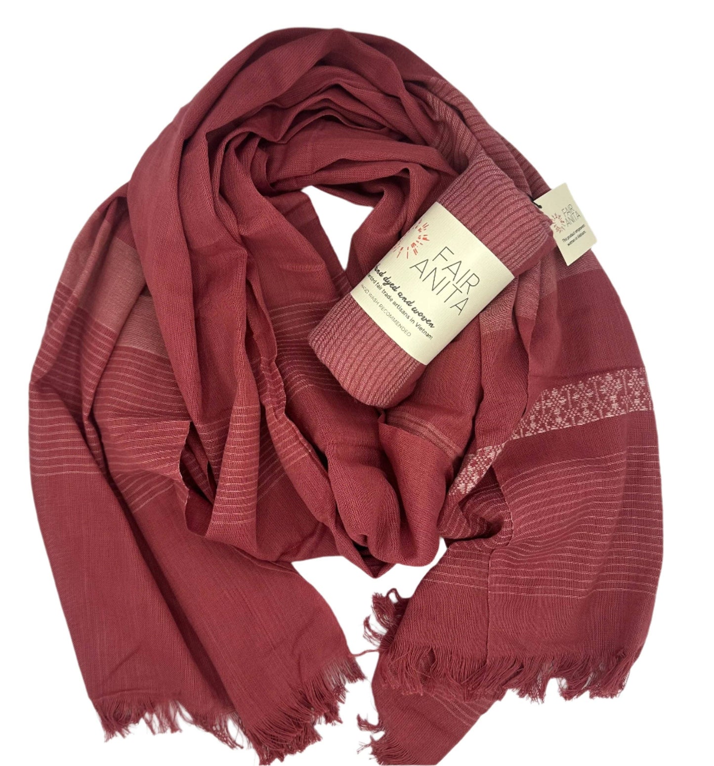 Woven Cotton Scarf - Patterned Rose