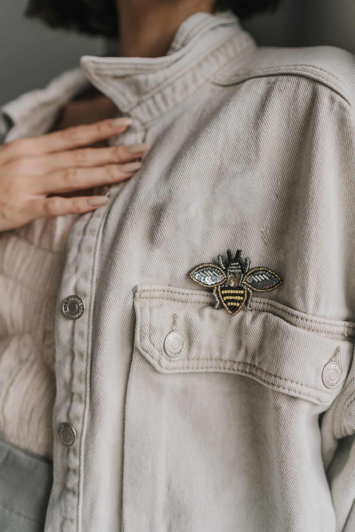 Bala Mani Beaded Bee Brooch Pin - Handmade, Fair Trade