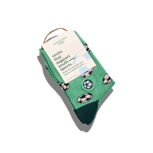 Kids Socks that Support Youth Sports (Green Soccer Balls): Youth