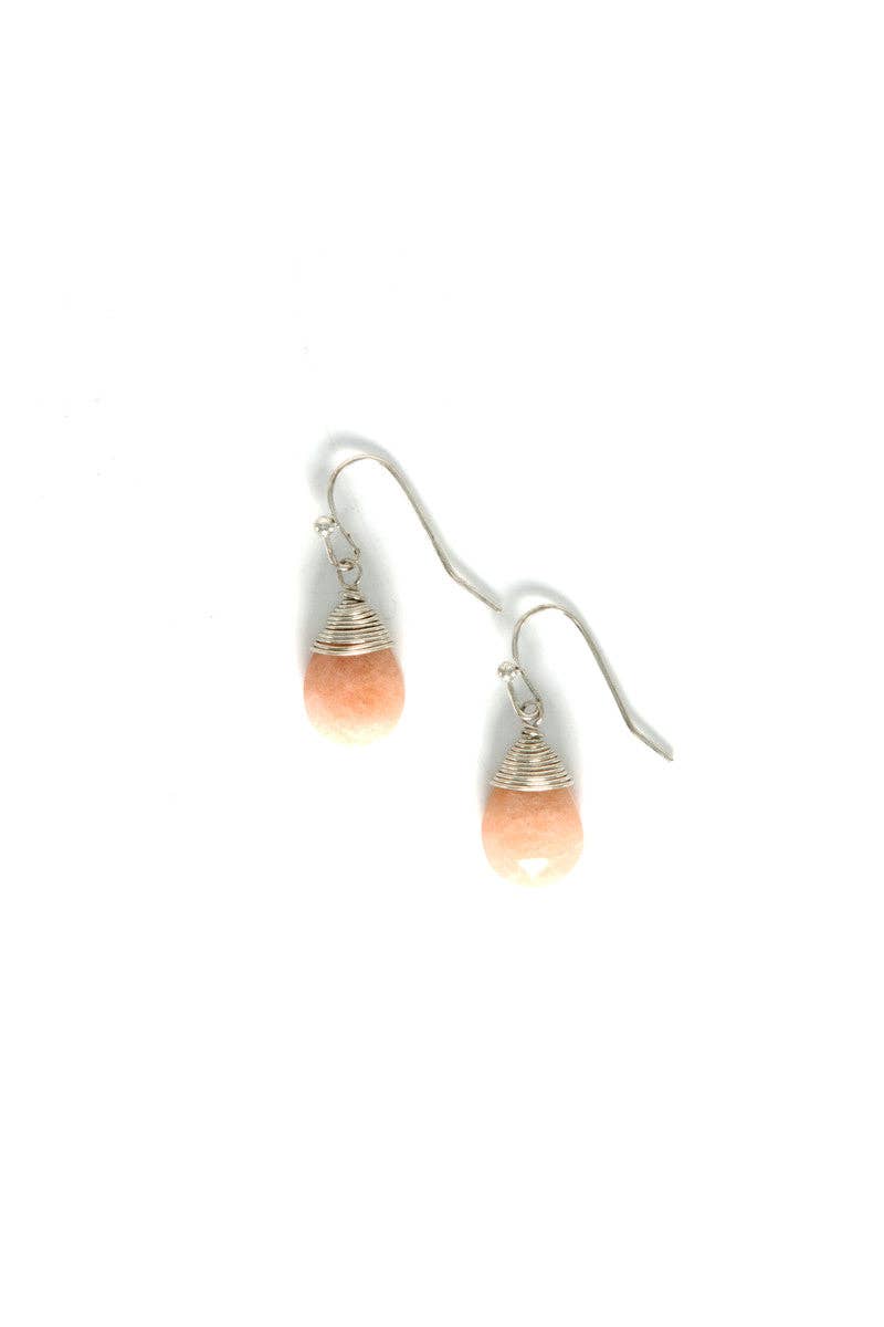 Pink Chalcedony Drop Earrings: Brass