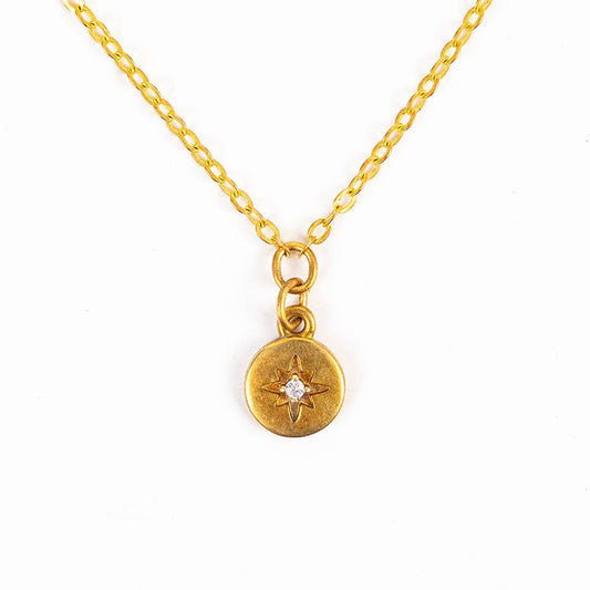 CZ Sunburst Charm Necklace