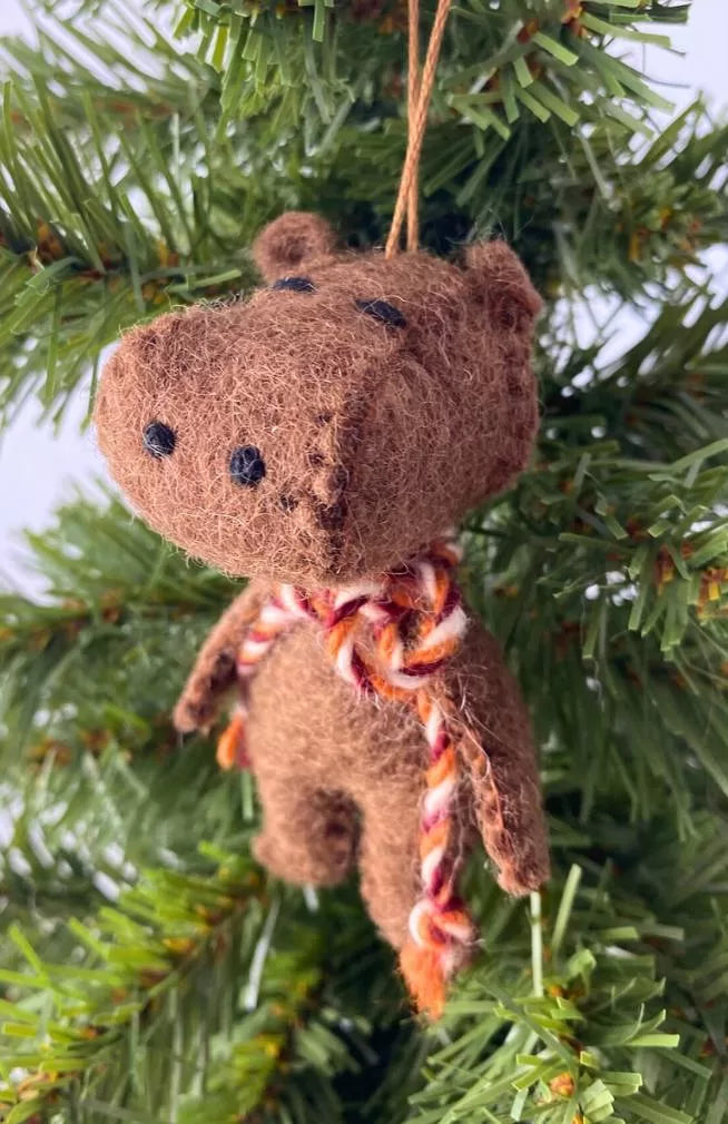 Felted Hippo Ornament