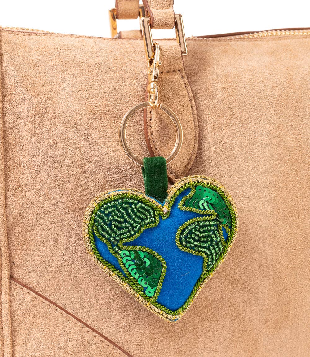 Raksha Heart Earth Bag Charm Keychain