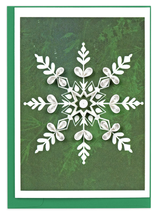 Snowflake on Pine Gift Enclosure Quilling Card