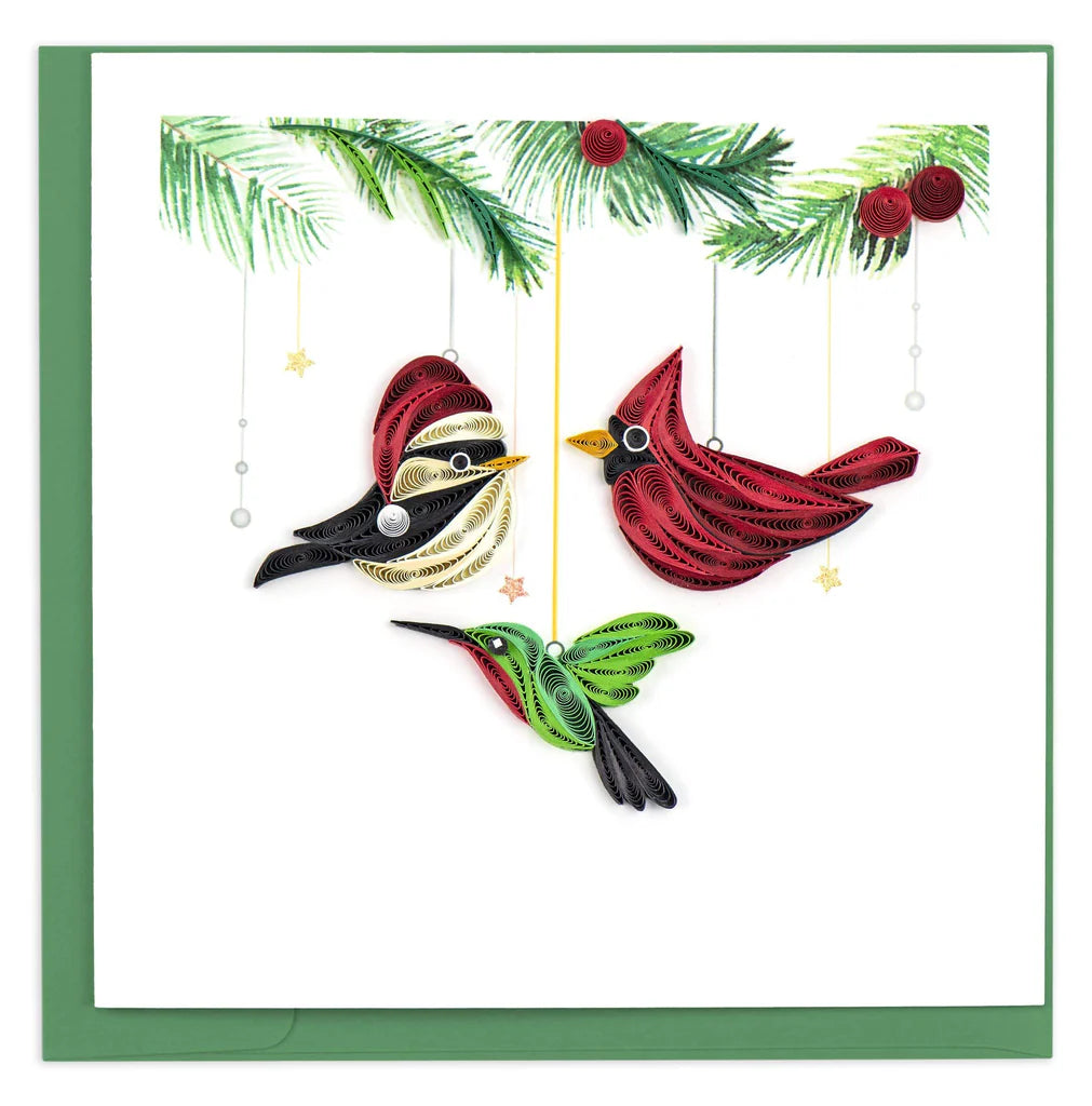 Holiday Bird Ornaments Quilling Card