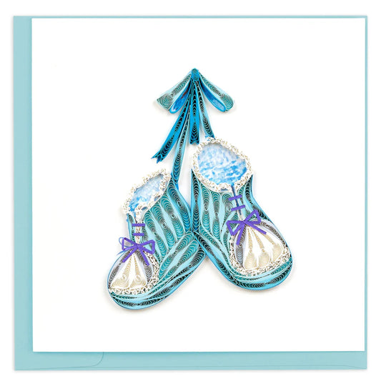 Quilling Cards Vietnam - Knitted Blue Baby Booties