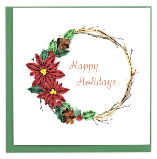 Quilling Cards - Poinsettia Wreath