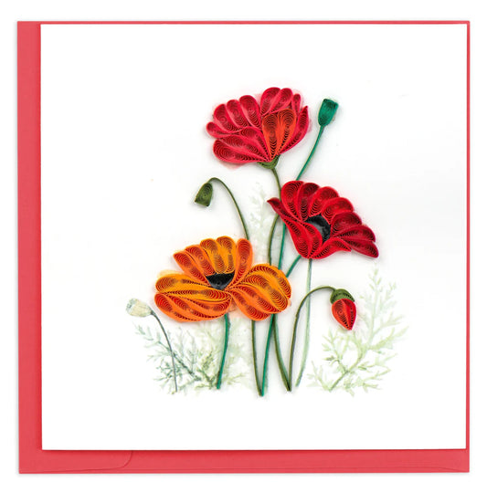 Quilled Cards Vietnam - Red & Orange Poppies
