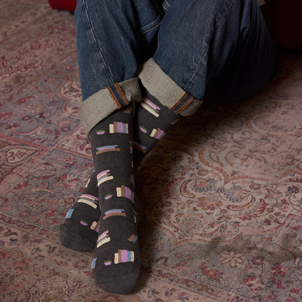 Socks that Give Books (Gray Bookshelves)