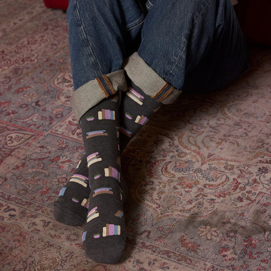 Socks that Give Books (Gray Bookshelves)