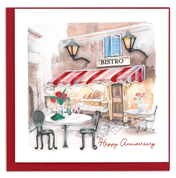 Quilled Bistro Anniversary Greeting Card