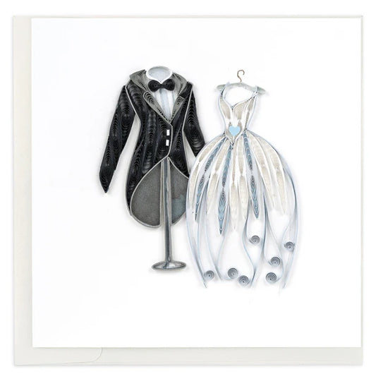 Quilled Wedding Tux & Gown Greeting Card