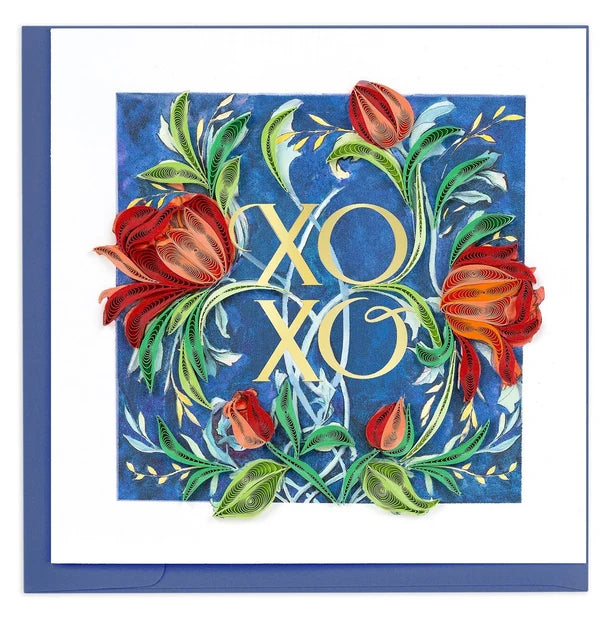 Quilled XOXO Roses Greeting Card