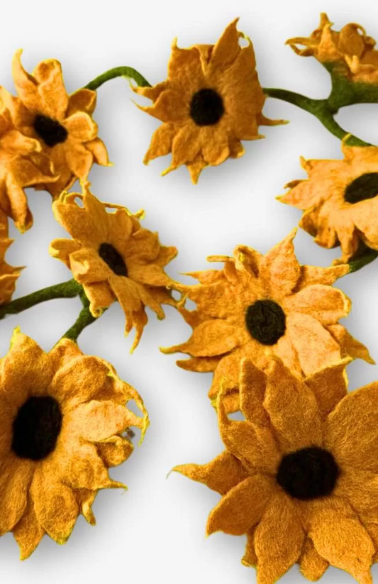 Fun felted sunflower garland